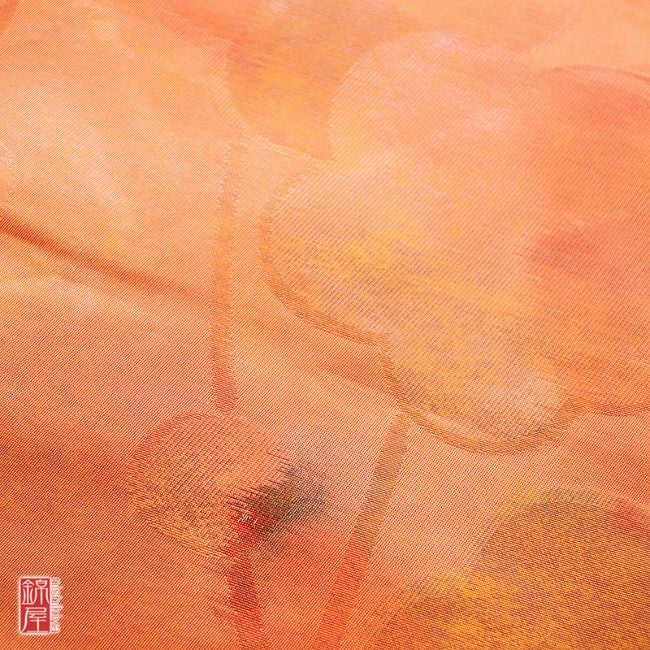 正絹名古屋帯　六通柄 橙地に花柄_画像5