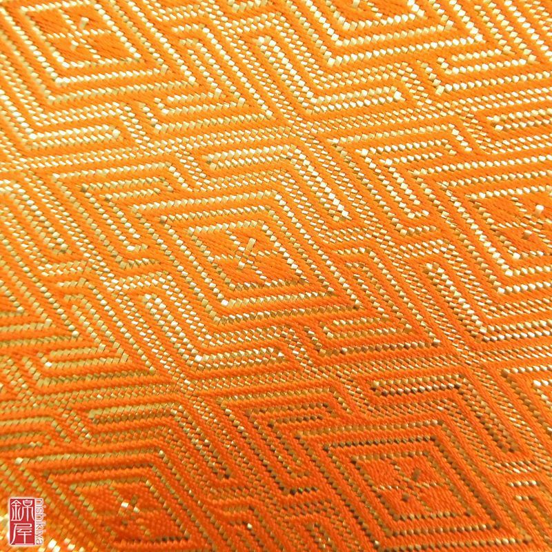 袋帯 本綾佐賀錦 全通柄 正絹 純銀箔(金着色)の品質表示付 良品_画像3