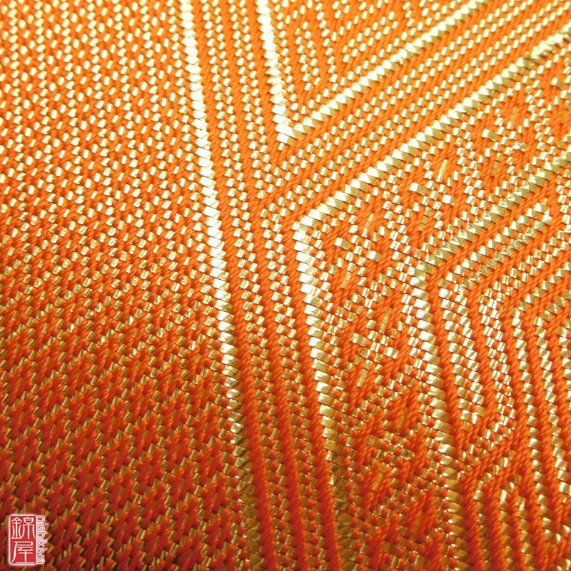 袋帯 本綾佐賀錦 全通柄 正絹 純銀箔(金着色)の品質表示付 良品_画像8