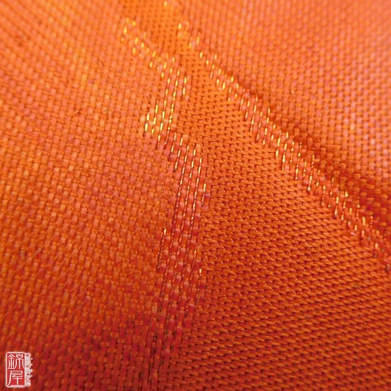 袋帯 六通柄 正絹 橙地に幾何学柄・抽象柄_画像9