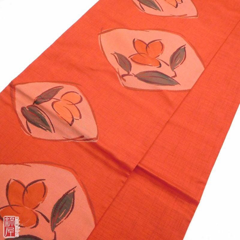 袋帯 六通柄 正絹 良品 赤・朱地に花柄 一般用_画像6