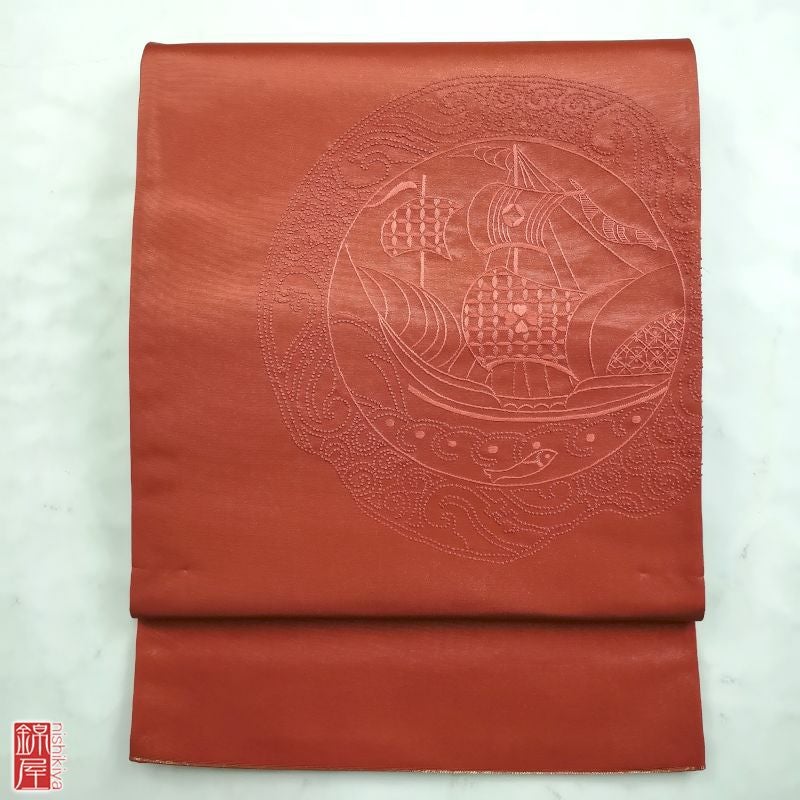 袋帯 太鼓柄 相良刺繍 フォーマル用 正絹 古典柄 箔 帯 | 太鼓柄 古着