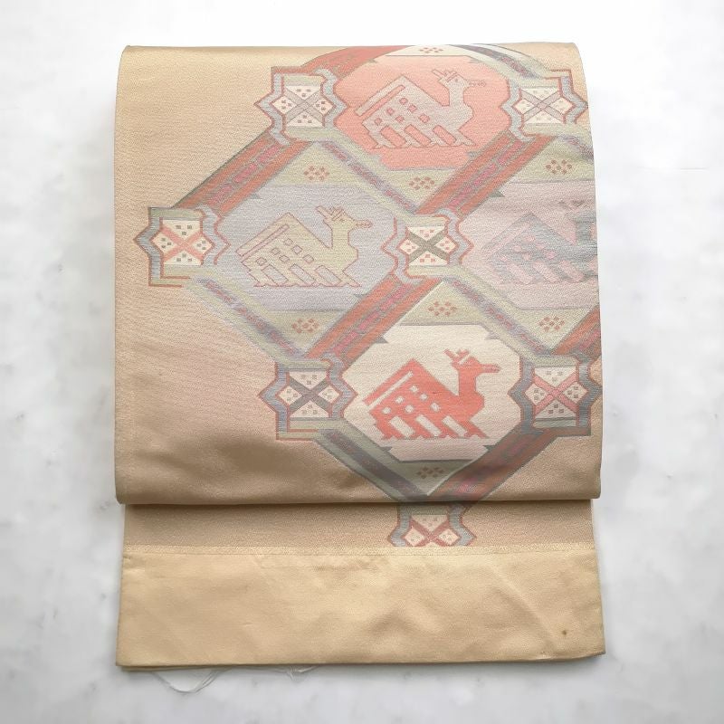 袋帯 琳派巻絵文 六通柄 美品 フォーマル用 正絹 古典柄 箔 金通し