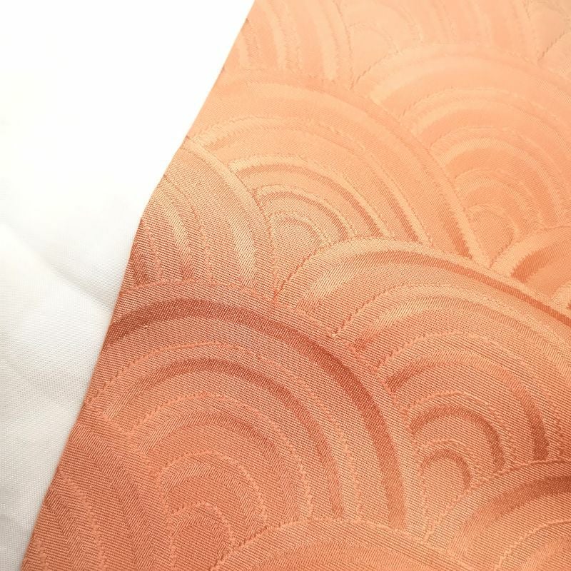 附下小紋 正絹 橙地に流水・波柄_画像9