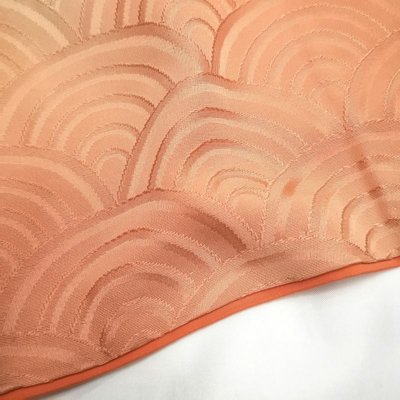 附下小紋 正絹 橙地に流水・波柄_画像10