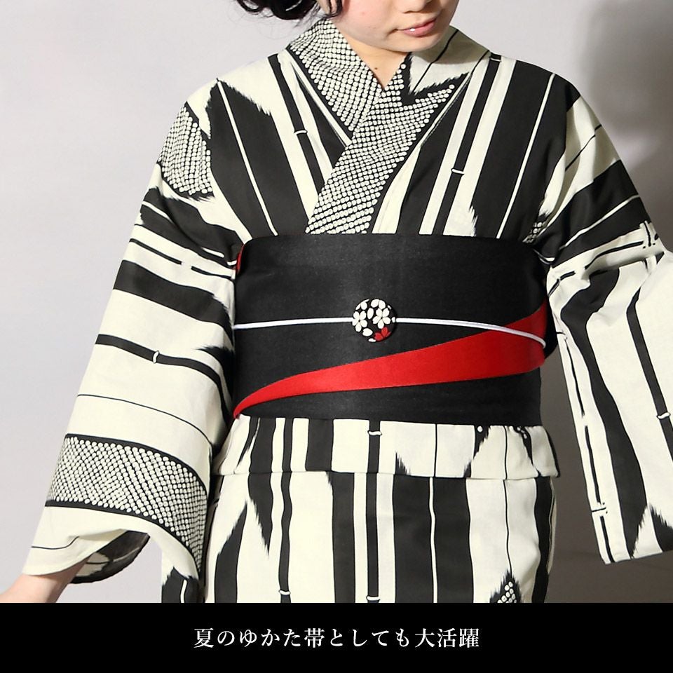 帯 半幅帯 エンジ ぼかし  袴下帯 浴衣帯 洗える_画像7