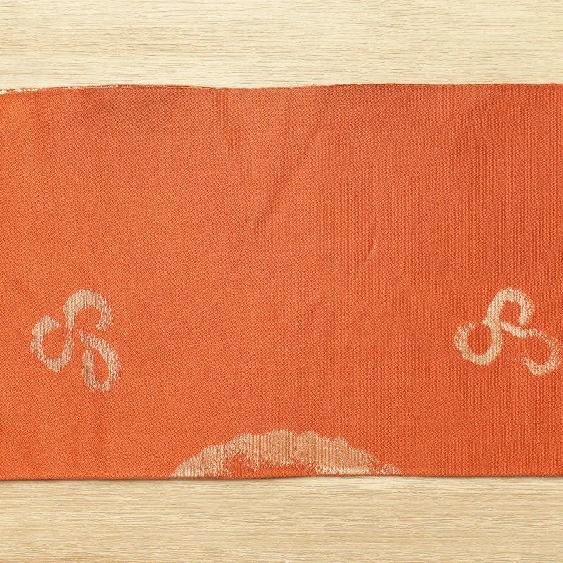 名古屋帯 六通柄 正絹 幾何学柄・抽象柄 名古屋仕立て 橙_画像8