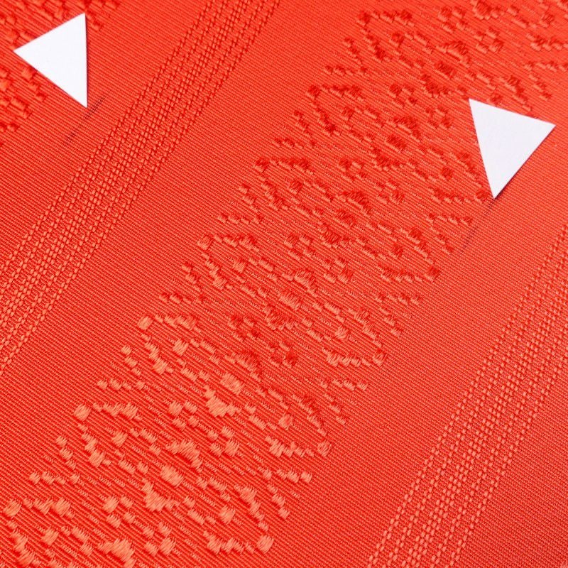 名古屋帯 正絹 縞柄・線柄 通し仕立て 赤・朱_画像11