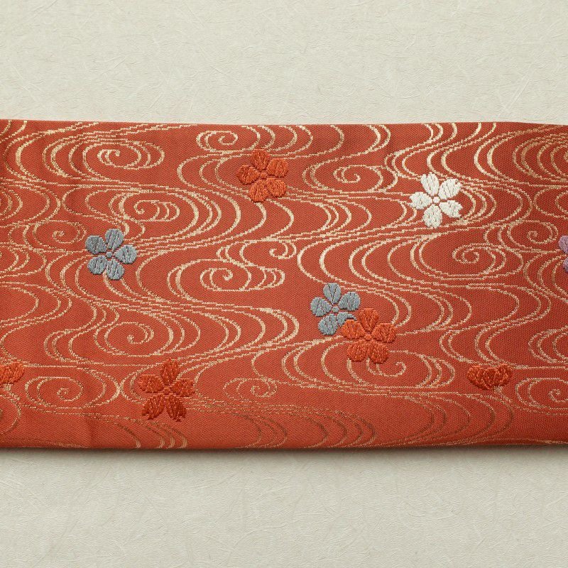 袋帯 六通柄 フォーマル用 正絹 流水・波柄 橙_画像15