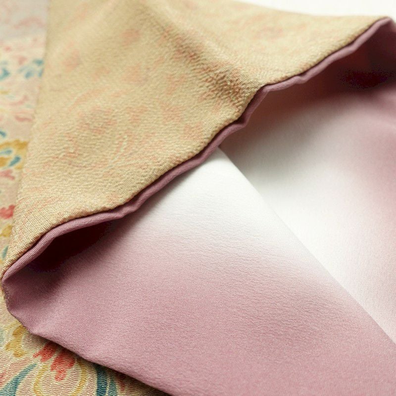 小紋 縮緬 正絹 幾何学柄・抽象柄 袷仕立て ベージュ_画像20