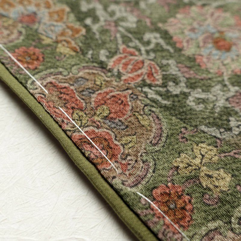 小紋 美品 縮緬 しつけ糸付き 正絹 幾何学柄・抽象柄 袷仕立て 緑・うぐいす色_画像10