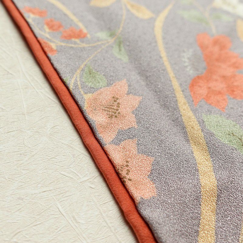 小紋 付下げ小紋 梨地 ポリエステル 花柄 袷仕立て 紫・藤色_画像9