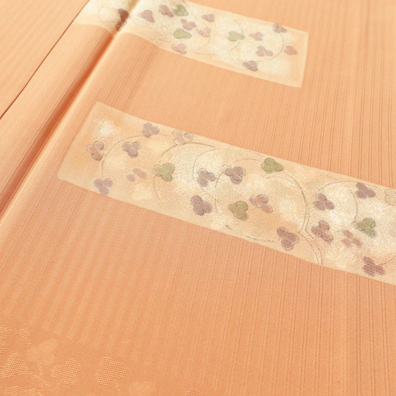 小紋 柄生かし染め 美品 正絹 花柄 袷仕立て 橙_画像5