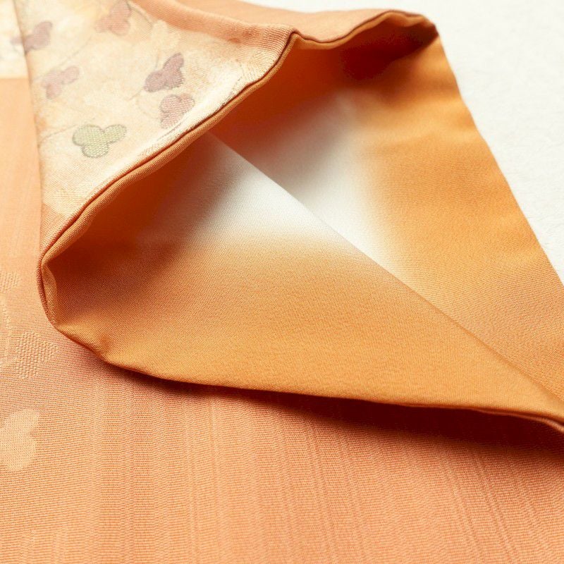 小紋 柄生かし染め 美品 正絹 花柄 袷仕立て 橙_画像17