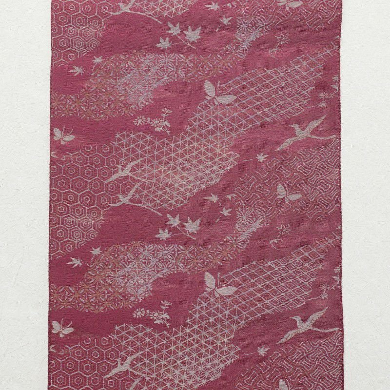 名古屋帯 六通柄 ポリエステル 古典柄 松葉仕立て 紫・藤色_画像10