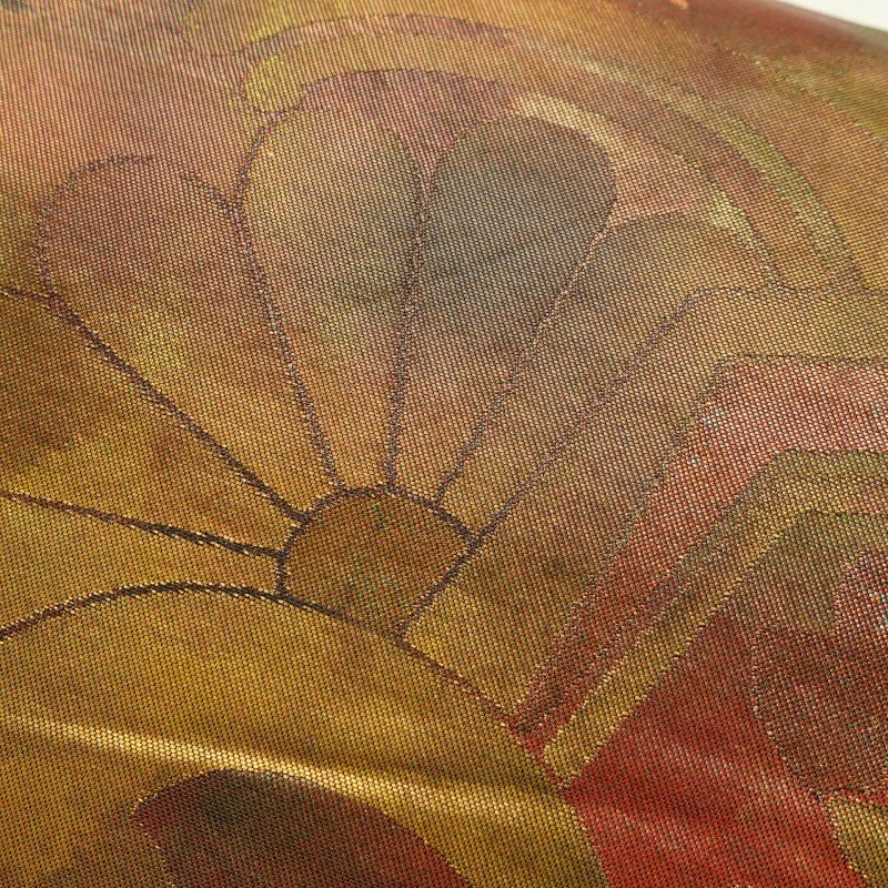 名古屋帯 太鼓柄 正絹 古典柄 通し仕立て 茶_画像5