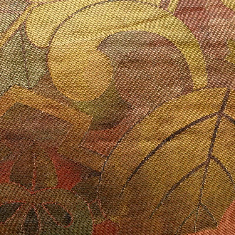 名古屋帯 太鼓柄 正絹 古典柄 通し仕立て 茶_画像6