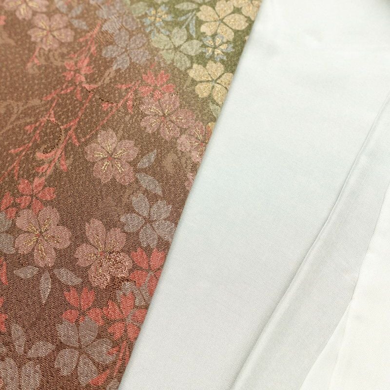 訪問着 美品 正絹 刺繍 花柄 袷仕立て 茶_画像28