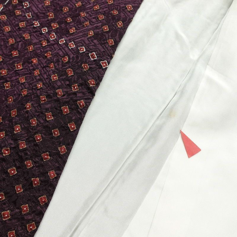 付け下げ しつけ糸付き 正絹 古典柄 袷仕立て 紫・藤色_画像25