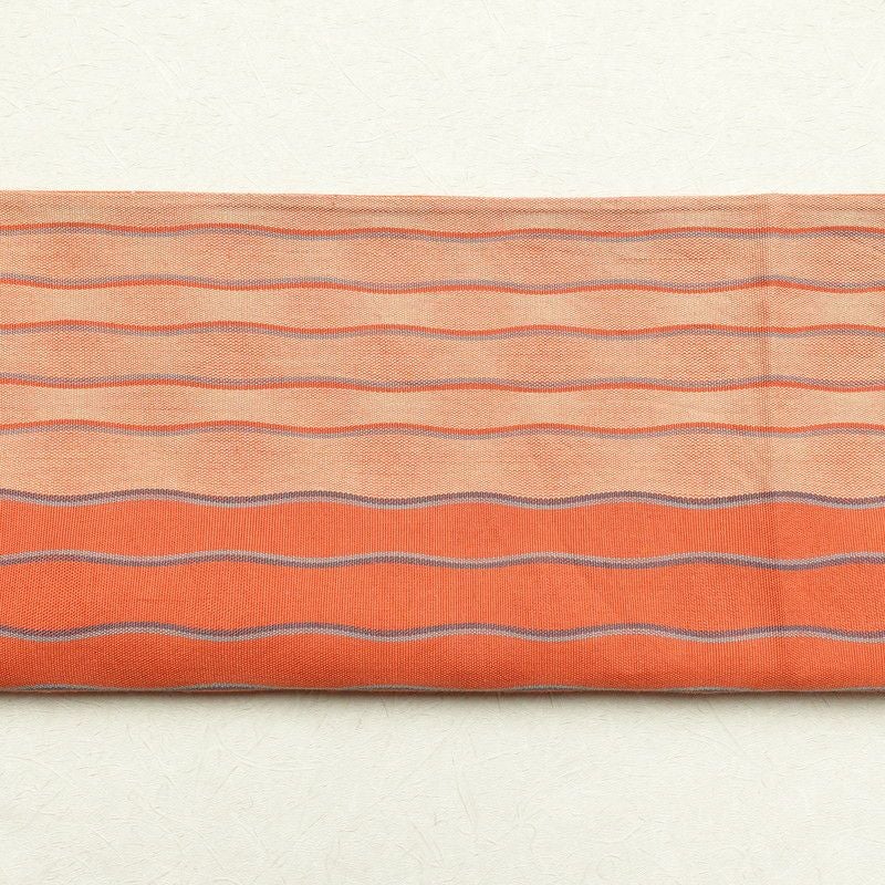 帯反物 証紙あり 一般用 混紡 縞柄・線柄 橙_画像17