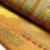 名古屋帯 六通柄 良品 正絹 木の葉・植物柄 名古屋仕立て 黄・黄土色_画像8