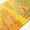 名古屋帯 六通柄 良品 正絹 木の葉・植物柄 名古屋仕立て 黄・黄土色_画像14