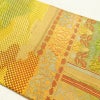 名古屋帯 六通柄 良品 正絹 木の葉・植物柄 名古屋仕立て 黄・黄土色_画像16