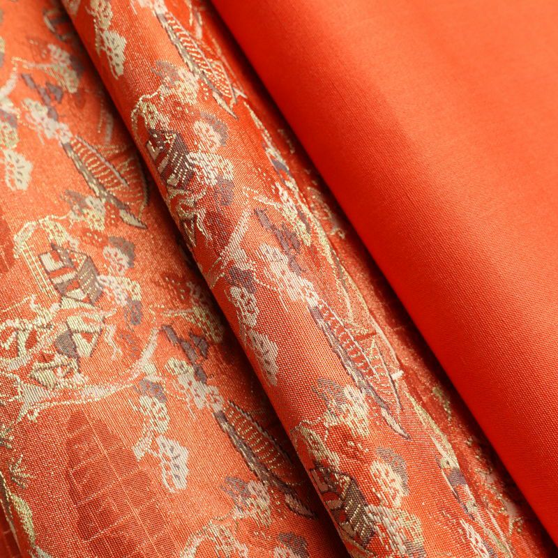 名古屋帯 六通柄 良品 正絹 風景柄 松葉仕立て 赤・朱_画像19