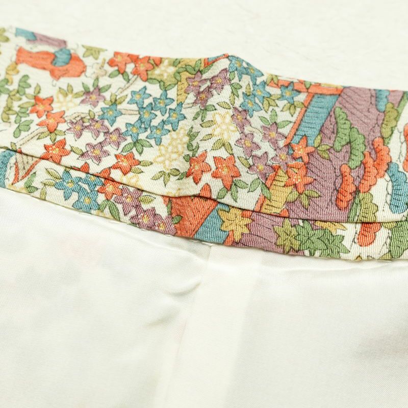 小紋 美品 ちりめん 正絹 風景柄 袷仕立て 多色使い_画像23