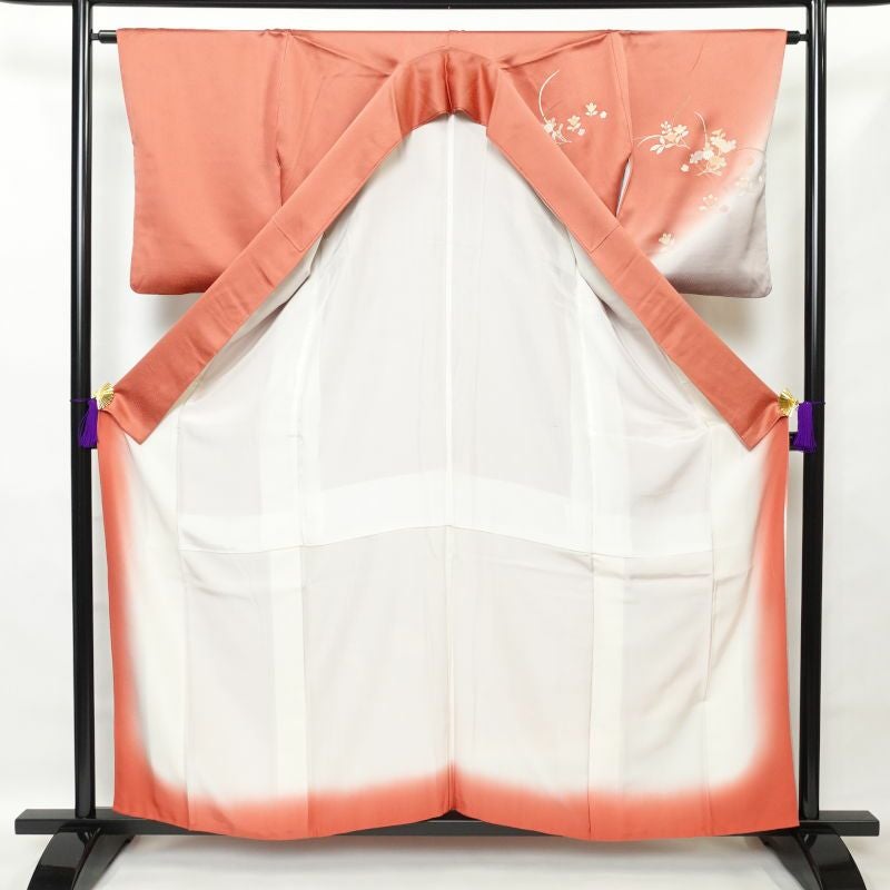 付け下げ 綸子 正絹 古典柄 袷仕立て ピンク_画像3