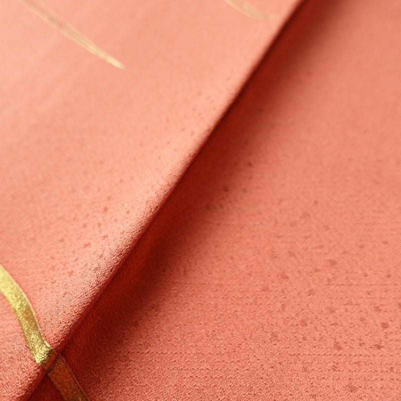 付け下げ 綸子 正絹 古典柄 袷仕立て ピンク_画像10