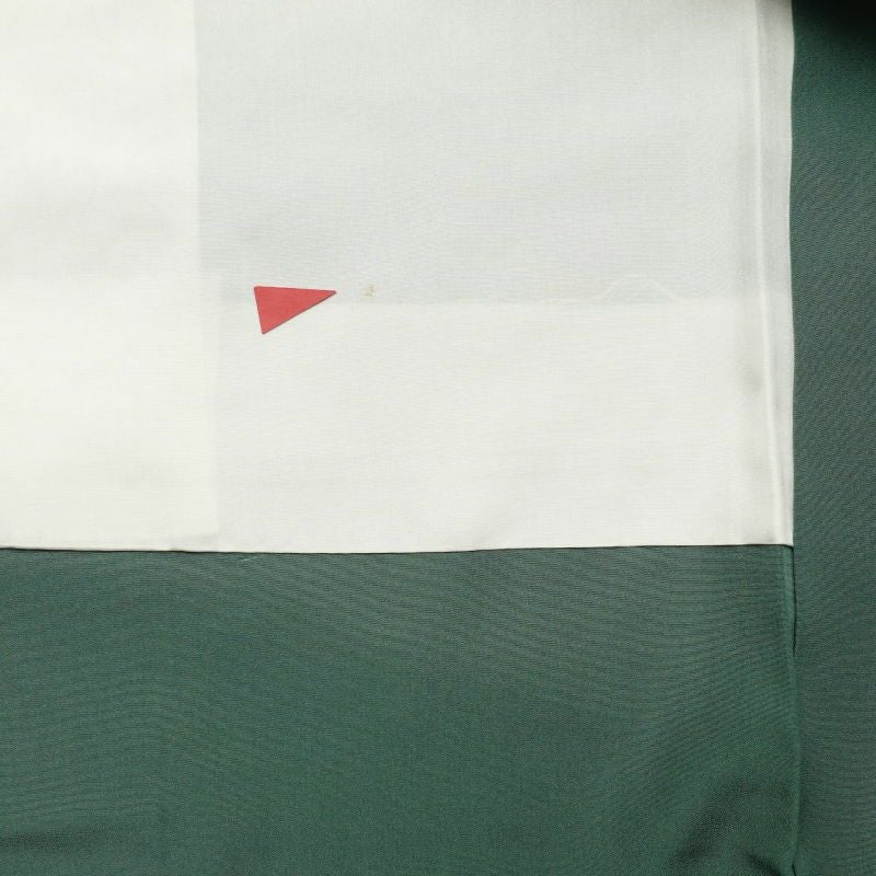 紬 正絹 木の葉・植物柄 袷仕立て 緑・うぐいす色_画像29