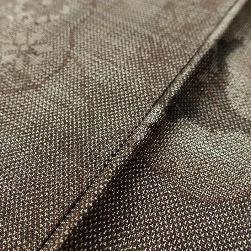 紬 美品 しつけ糸付き 正絹 幾何学柄・抽象柄 袷仕立て 茶_画像7