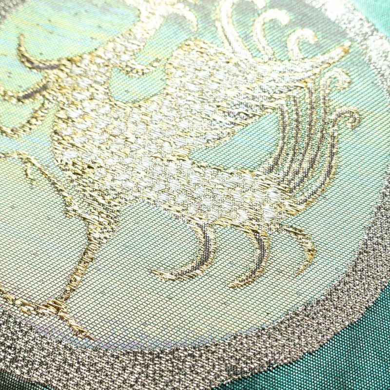 袋帯 六通柄 楼蘭箔 伝統工芸士 山野忠雄フォーマル用 正絹 幾何学柄・抽象柄 多色使い_画像6