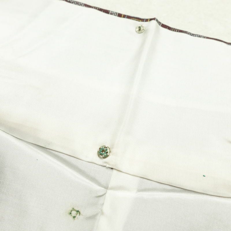 紬 良品 正絹 一部しつけ糸付き 幾何学柄・抽象柄 袷仕立て 小豆・エンジ_画像25