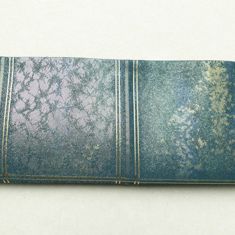 袋帯 六通柄 良品 フォーマル用 正絹 チェック・格子柄 緑・うぐいす色_画像19