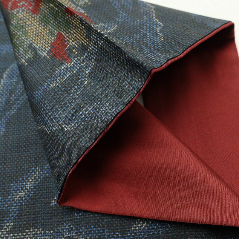 紬 正絹 幾何学柄・抽象柄 袷仕立て 青・紺_画像15