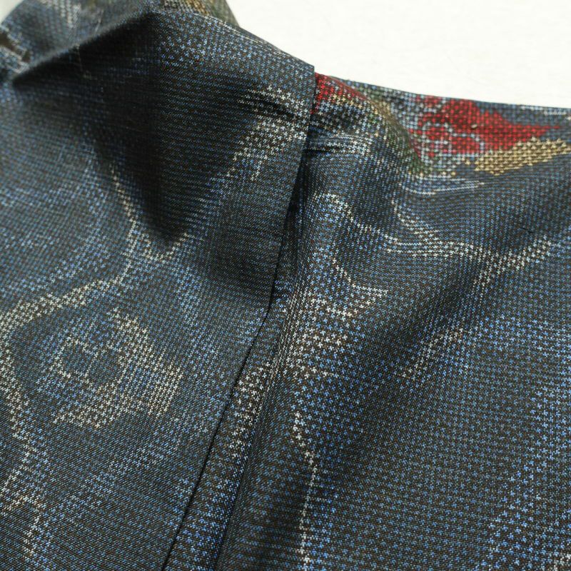 紬 正絹 幾何学柄・抽象柄 袷仕立て 青・紺_画像19
