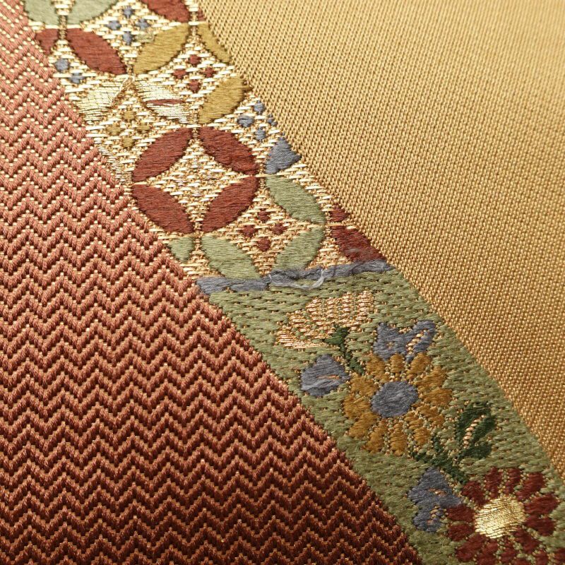 袋帯 六通柄 良品 フォーマル用 正絹 立涌 青海波 松 七宝 古典柄 黄・黄土色_画像6