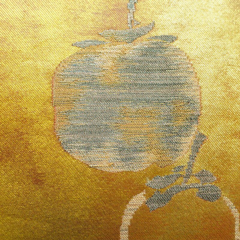 名古屋帯 太鼓柄 正絹 木の葉・植物柄 名古屋仕立て 橙_画像3