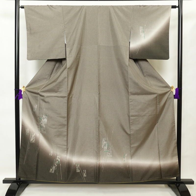 付け下げ 美品 正絹 古典柄 袷仕立て グレー 附下_画像1