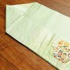 名古屋帯 太鼓柄 良品 しつけ糸付き 正絹 古典柄 名古屋仕立て 緑・うぐいす色_画像28
