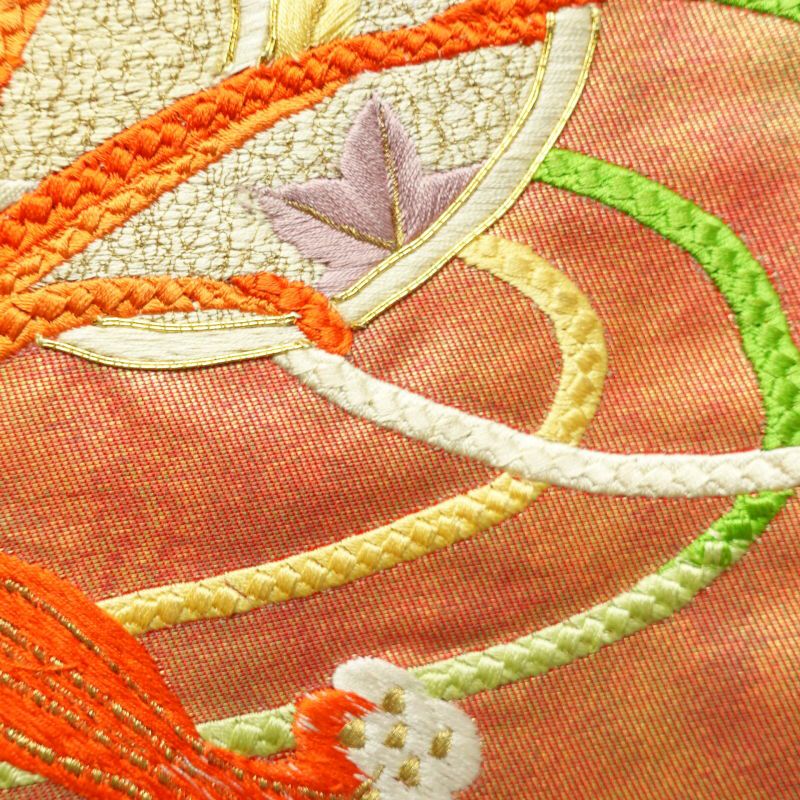 袋帯 太鼓柄 フォーマル用 正絹 鼓 古典柄 橙_画像5