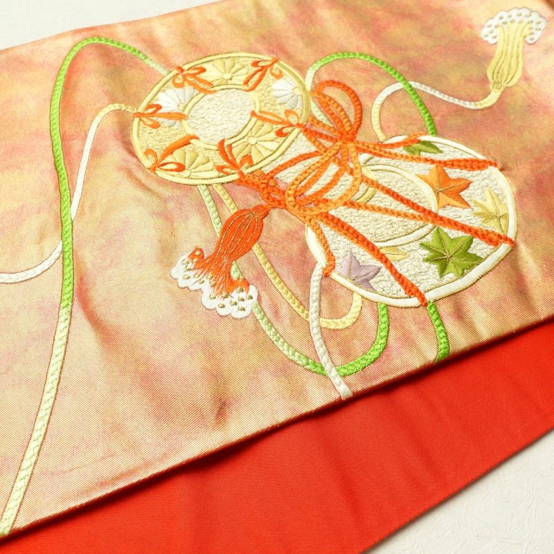 袋帯 太鼓柄 フォーマル用 正絹 鼓 古典柄 橙_画像17