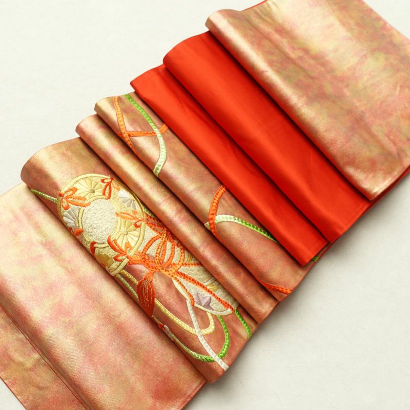 袋帯 太鼓柄 フォーマル用 正絹 鼓 古典柄 橙_画像25