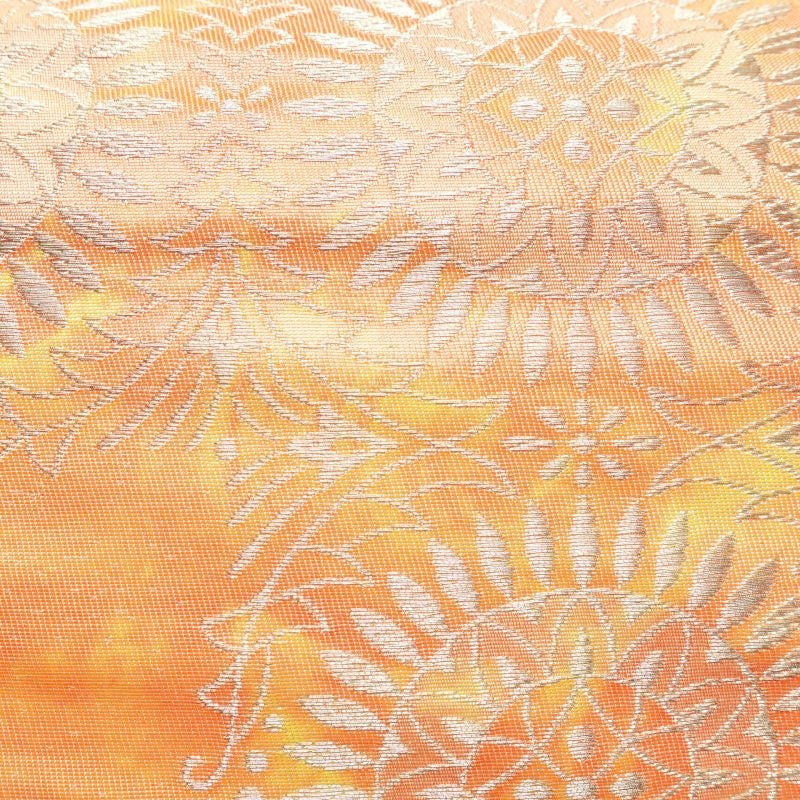 名古屋帯 六通柄 正絹 幾何学柄・抽象柄 通し仕立て 橙_画像6