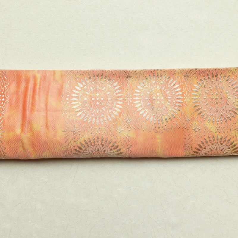 名古屋帯 六通柄 正絹 幾何学柄・抽象柄 通し仕立て 橙_画像17