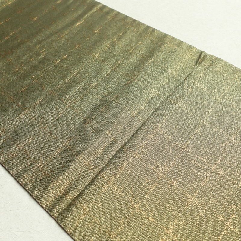 袋帯 太鼓柄 フォーマル用 正絹 箔 四季折々 古典柄 緑・うぐいす色_画像23