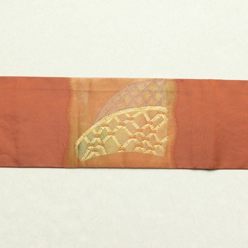 名古屋帯 太鼓柄 正絹 古典柄 名古屋仕立て 茶_画像14