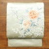 名古屋帯 太鼓柄 正絹 花柄 名古屋仕立て 金・銀_画像1